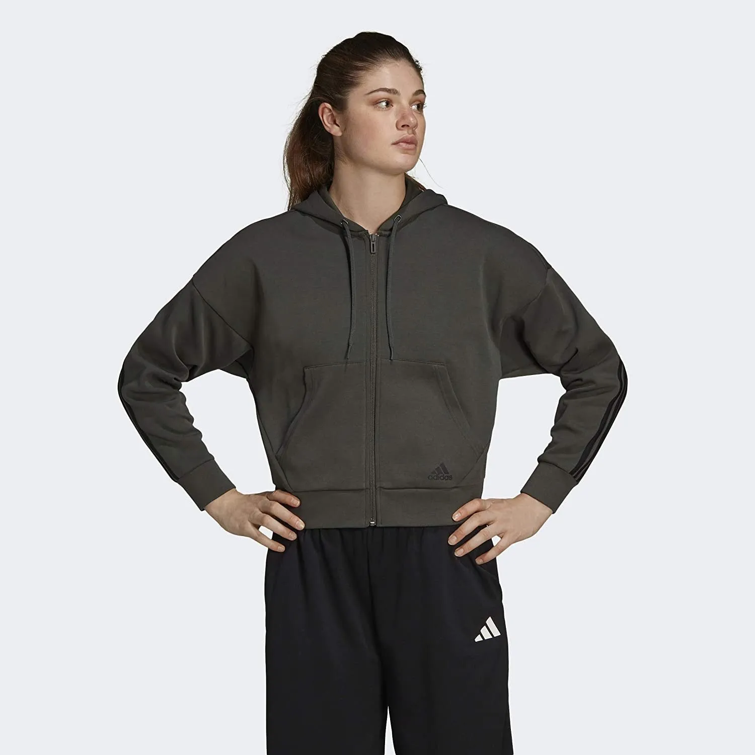 adidas Athletics App Women's Athletic Hoodies, Legend Earth/Black, Size X-Large