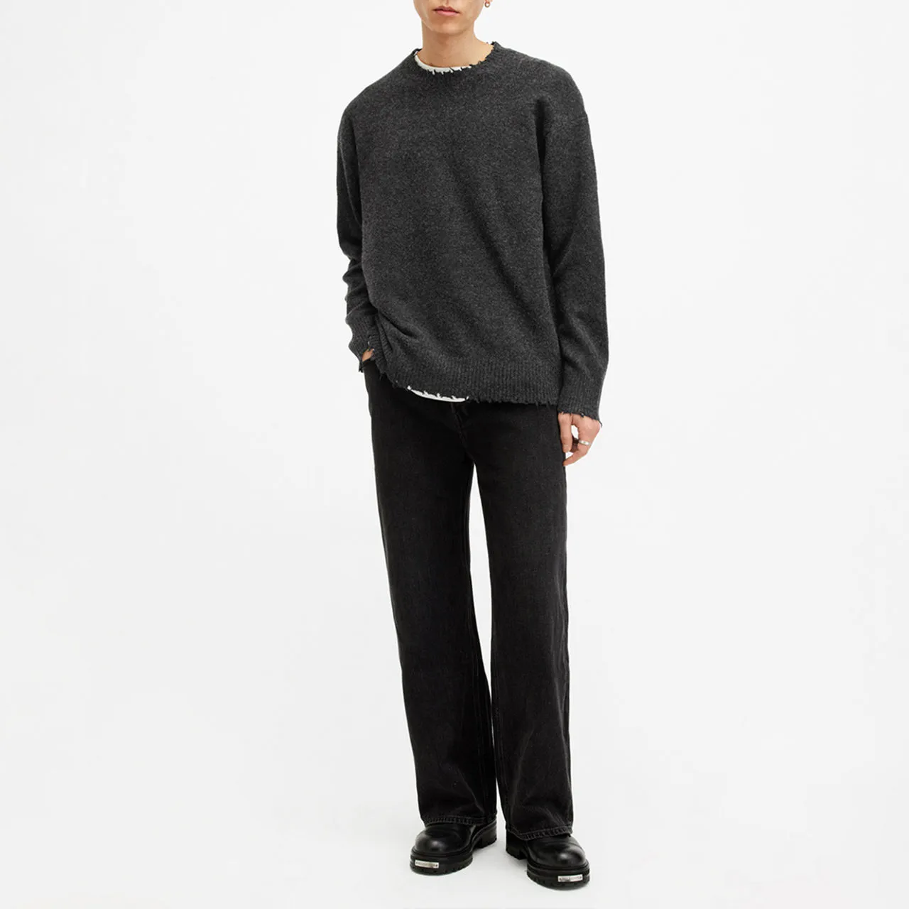 Black Luka Distressed Sweater by ALLSAINTS