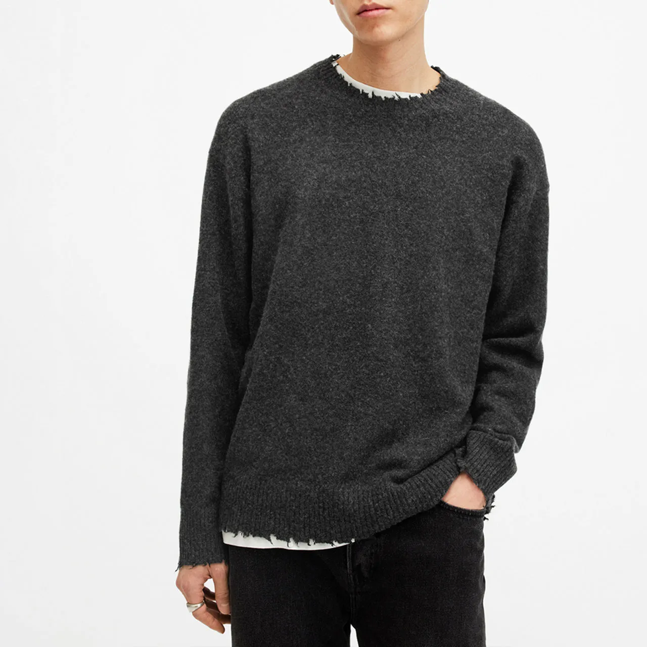 Black Luka Distressed Sweater by ALLSAINTS