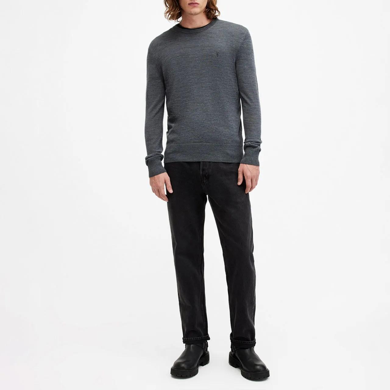 ALLSAINTS Merino Wool Logo Sweater Blue Mode