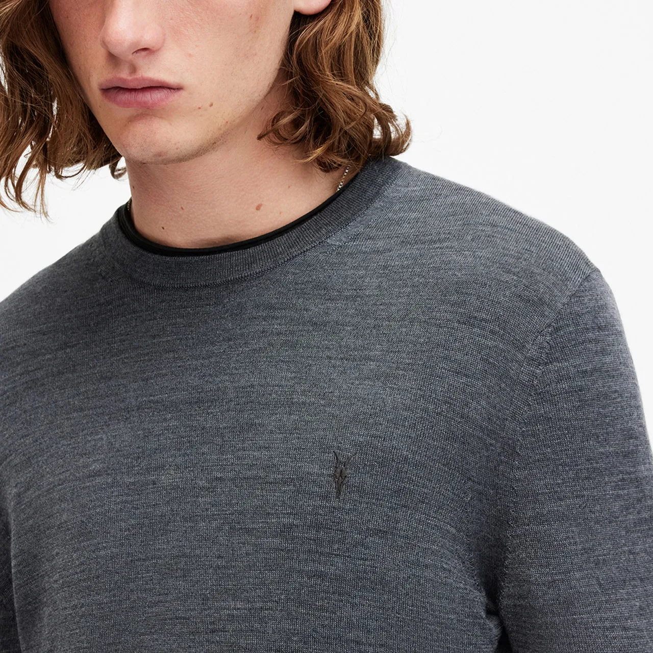 ALLSAINTS Merino Wool Logo Sweater Blue Mode