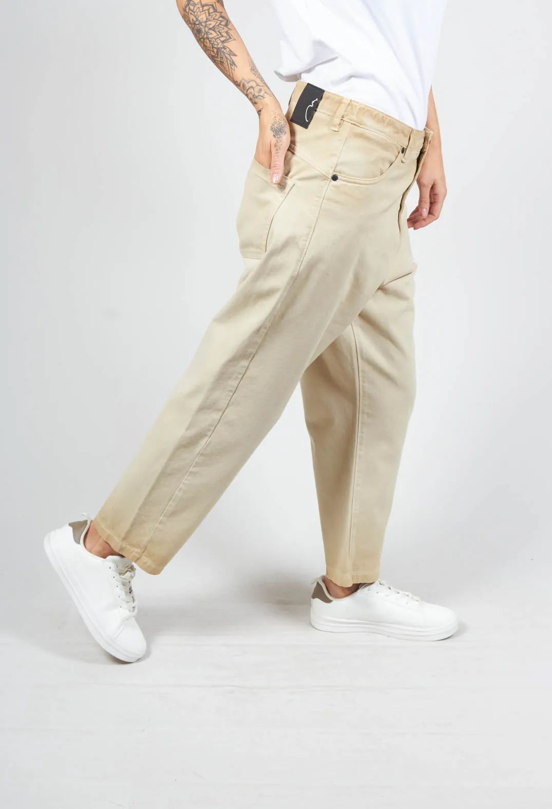 Beige Dye Effect Straight Leg Jeans