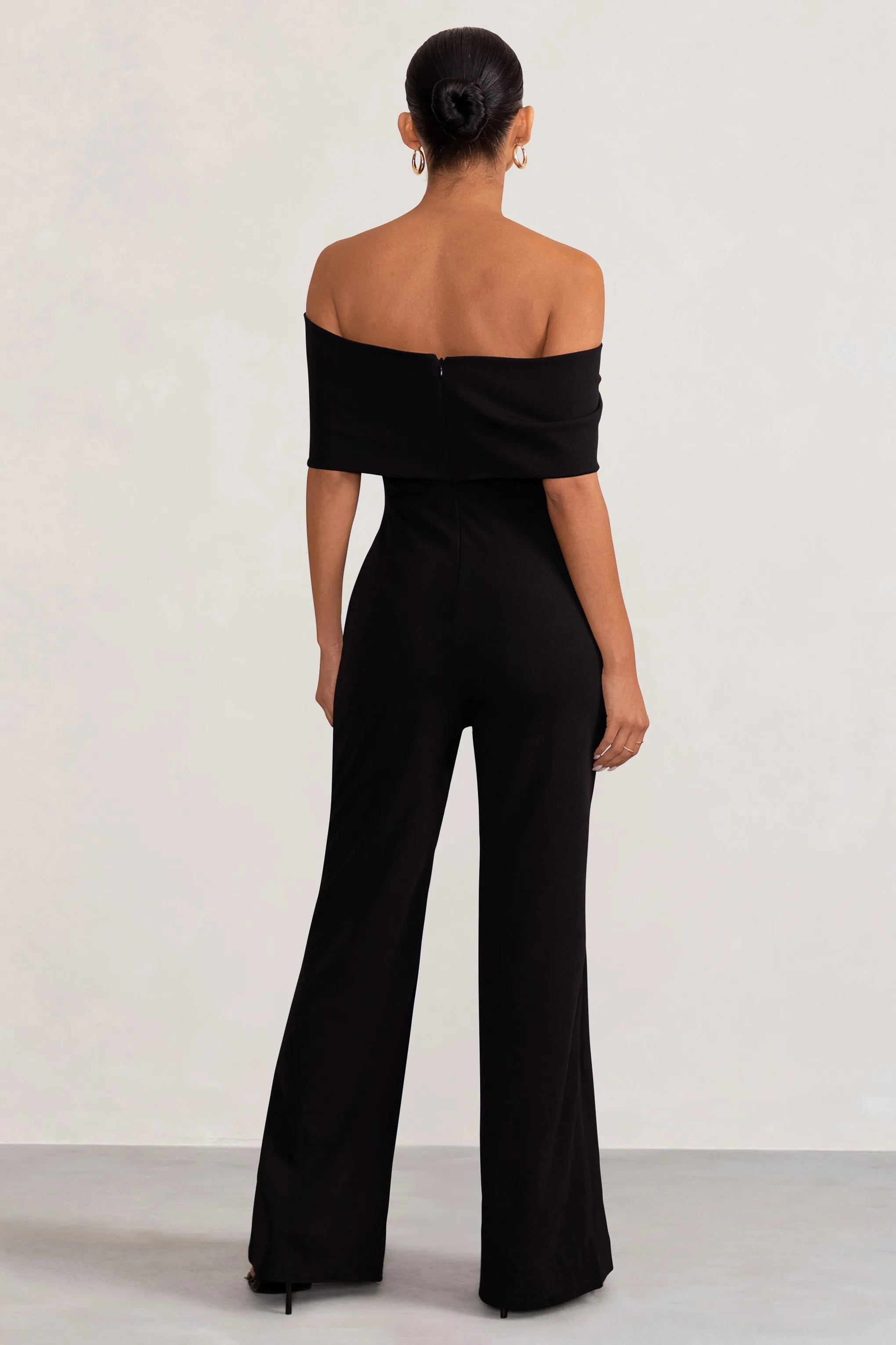 Black Bardot Bow Maternity Jumpsuit by Meave