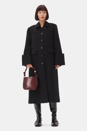 Black Bonded Crepe Coat