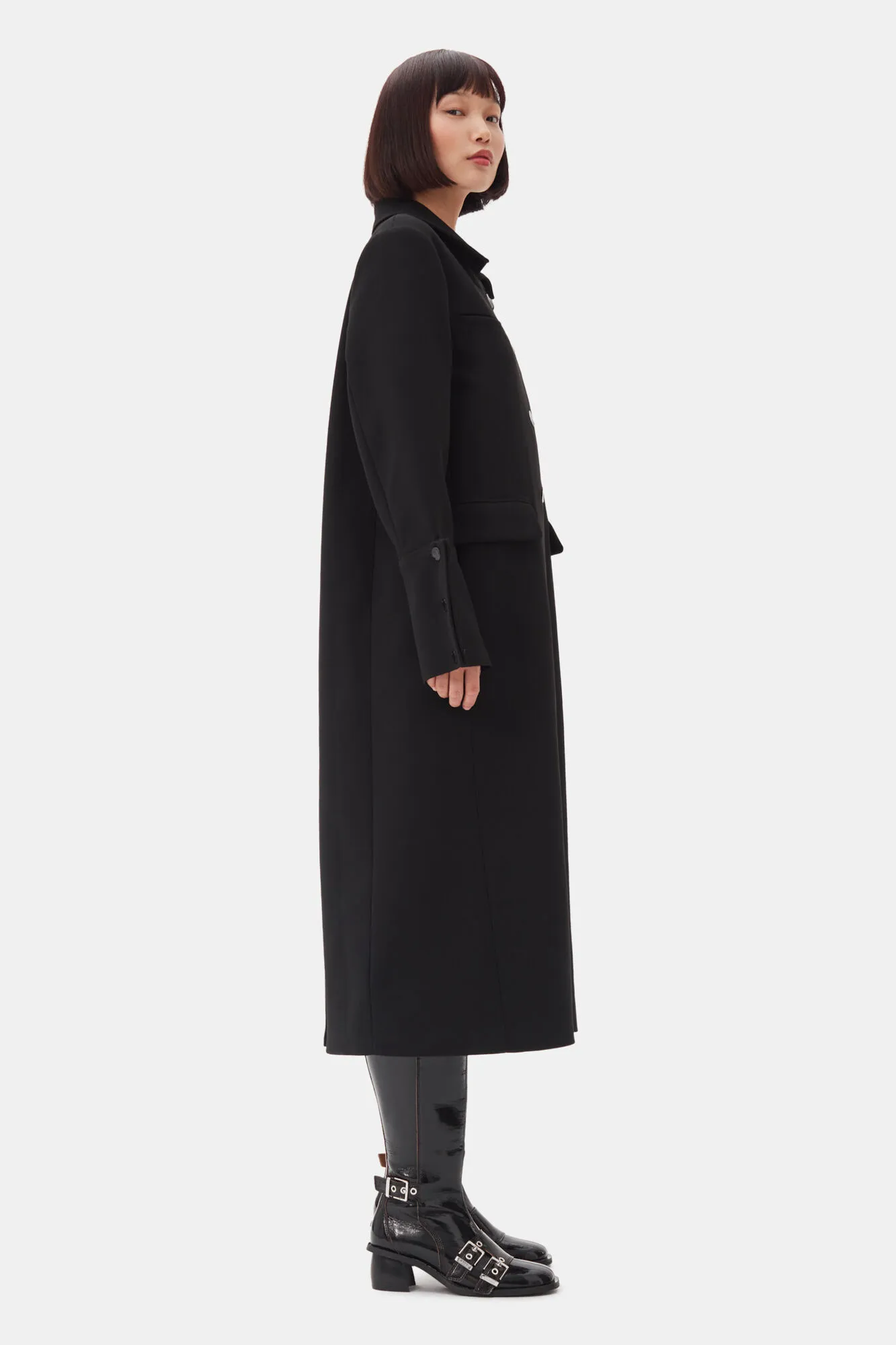 Black Bonded Crepe Coat