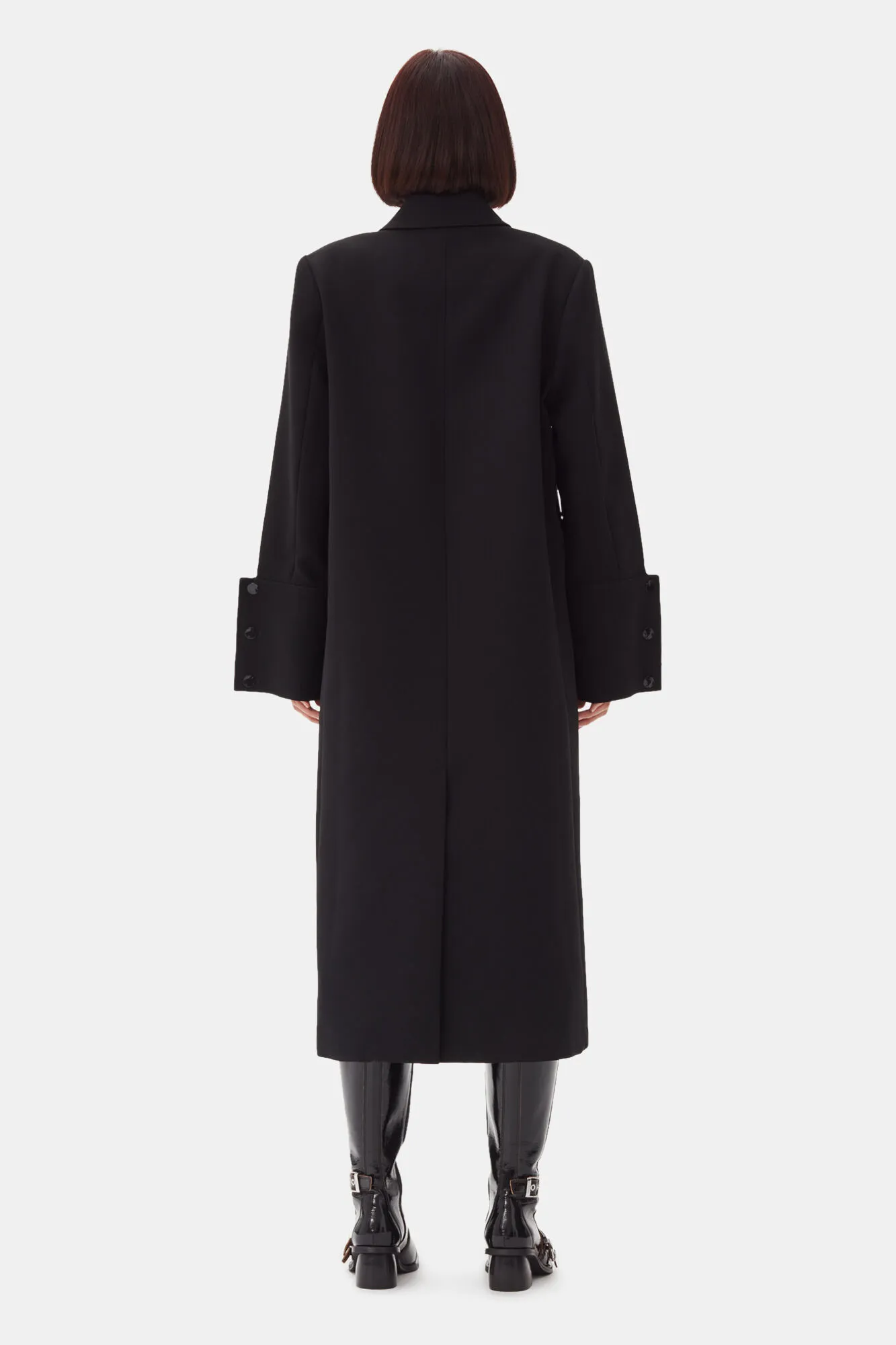 Black Bonded Crepe Coat