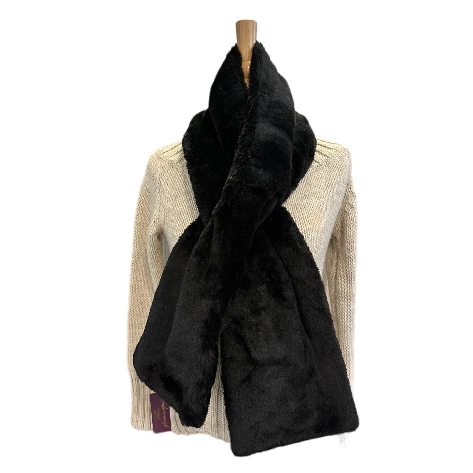 Black Knit Scarf With Pull-Through Design