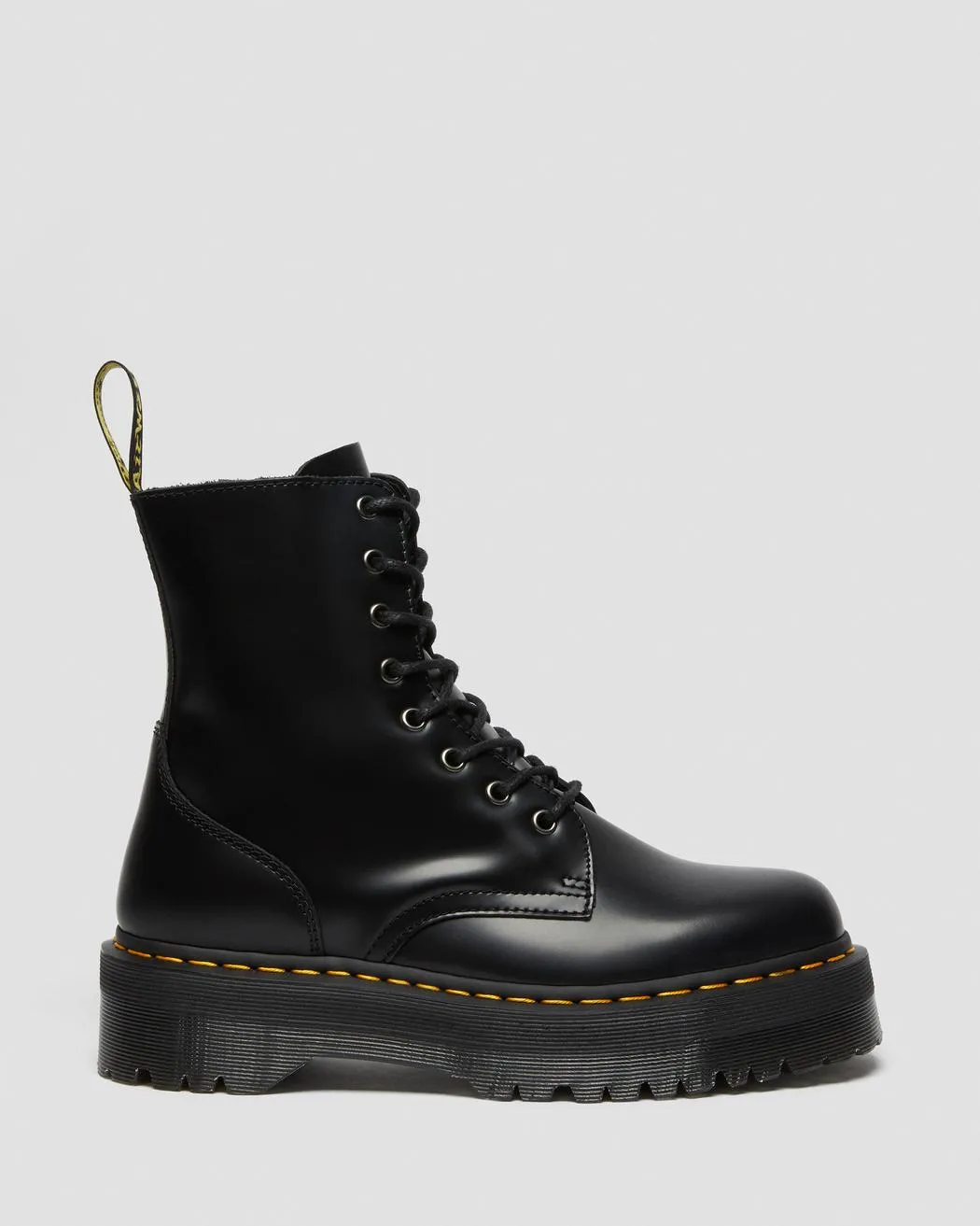 Black Leather Platform Boots - Jadon Smooth