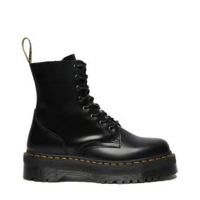 Black Leather Platform Boots - Jadon Smooth