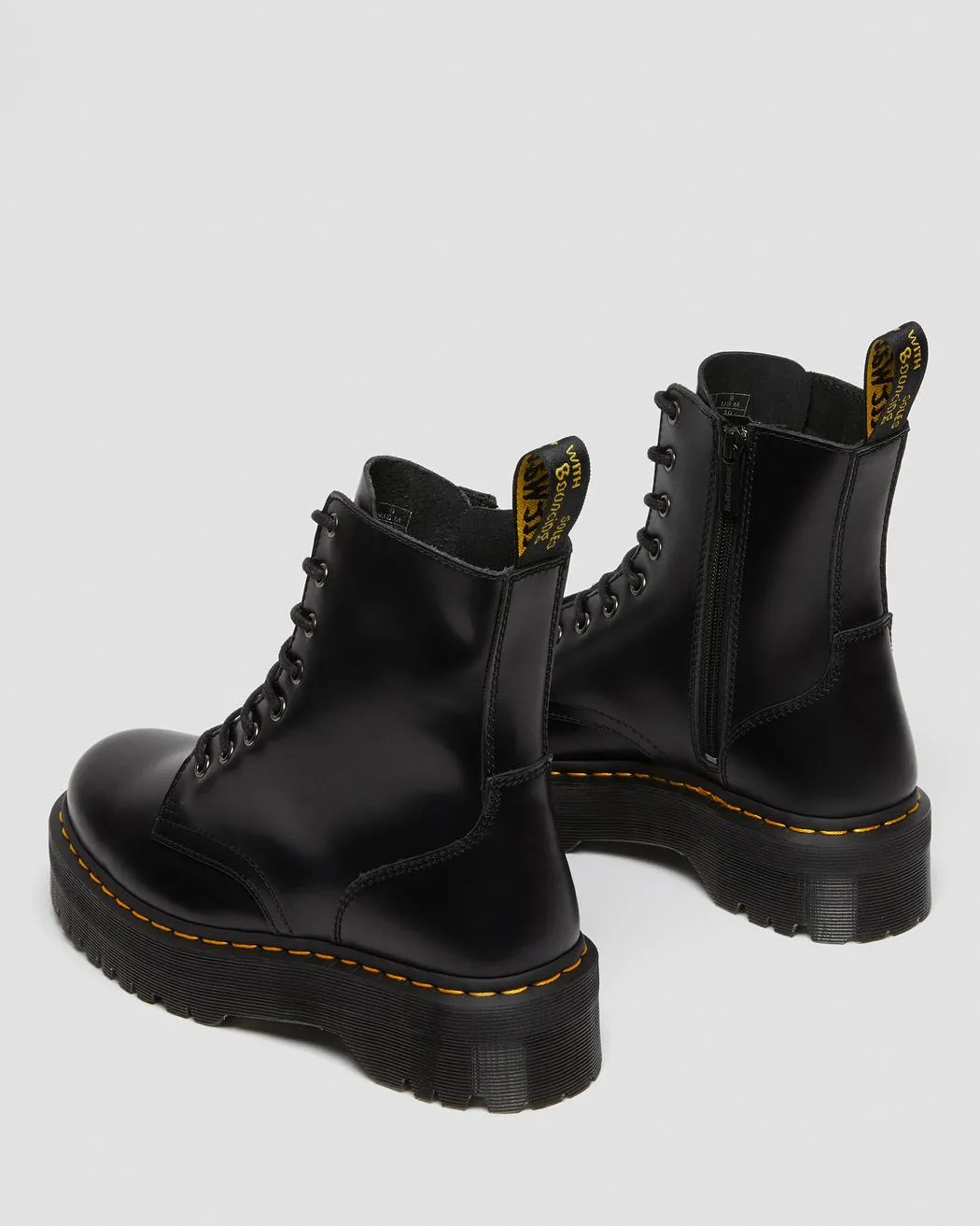 Black Leather Platform Boots - Jadon Smooth