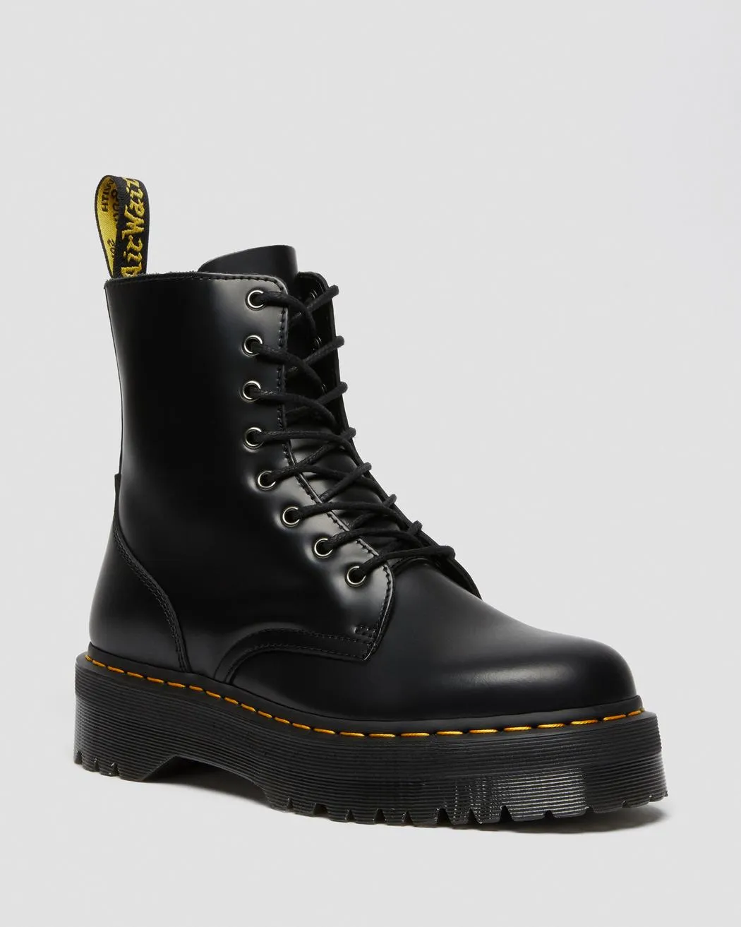 Black Leather Platform Boots - Jadon Smooth