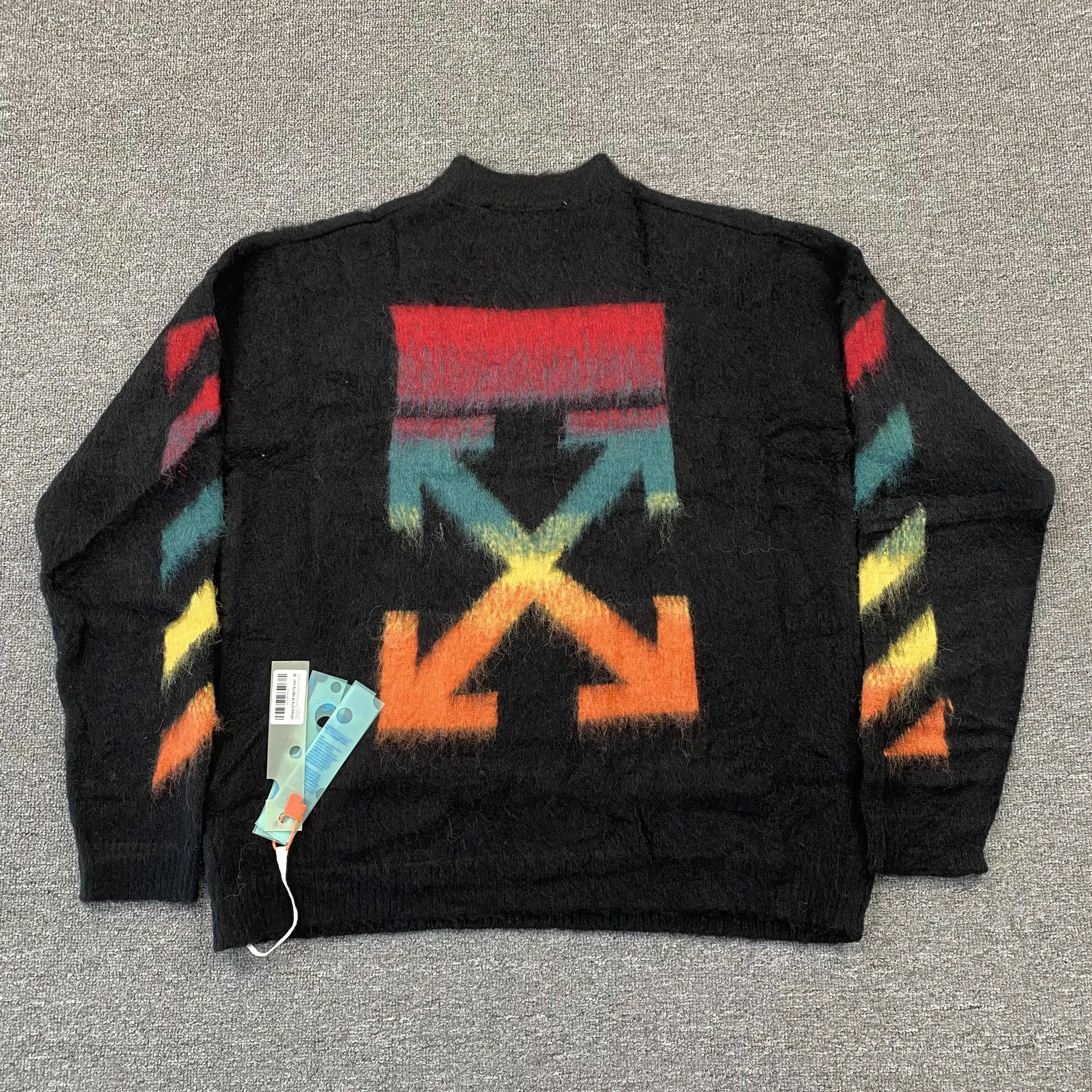 Black Sweater with Colorful Accents.