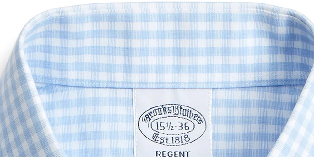 Blue Brooks Brothers Men's Gingham Classic Fit Dress Shirt Size 46