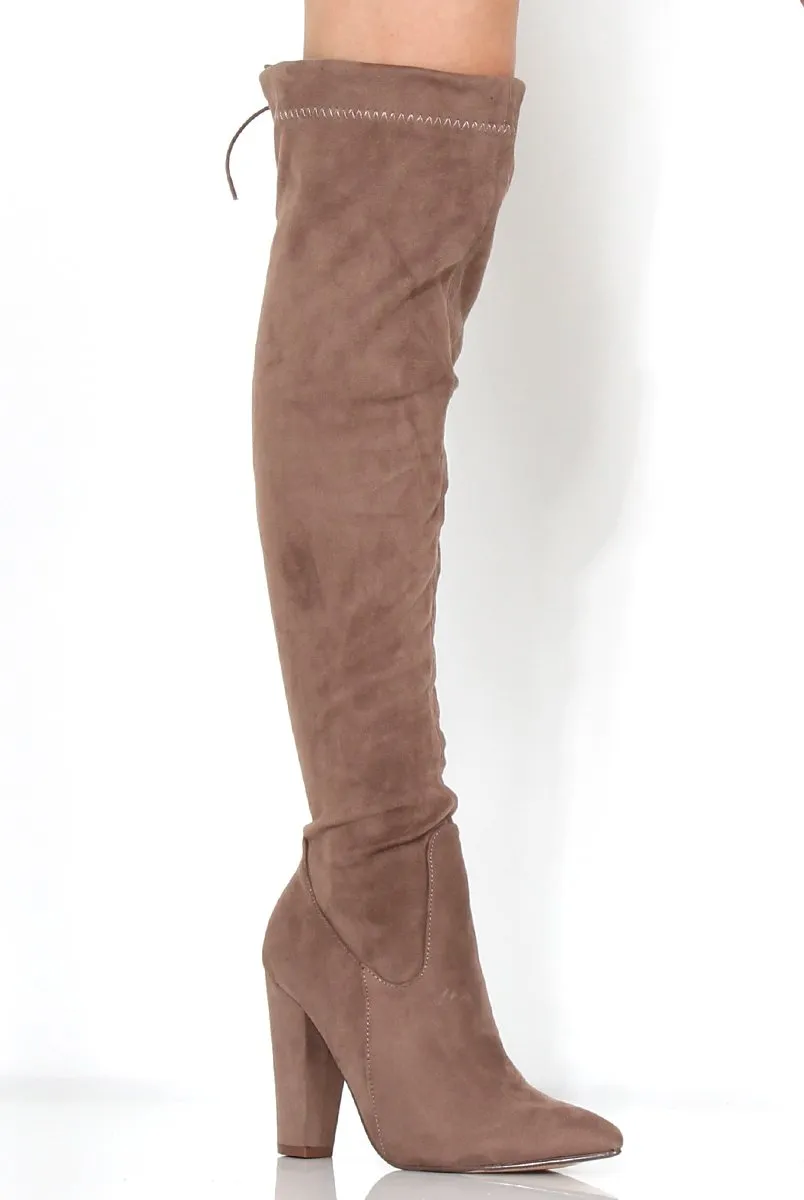 Brown Suede Thigh High Boots