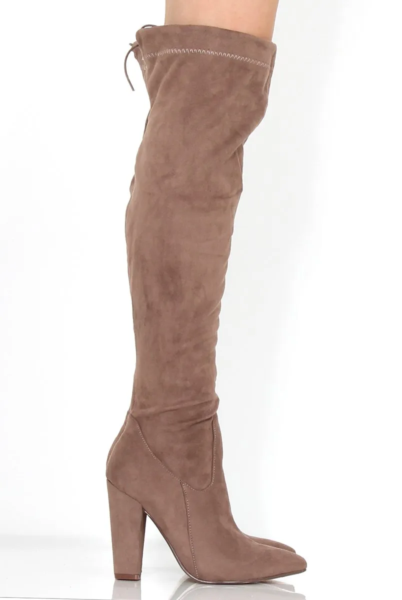 Brown Suede Thigh High Boots