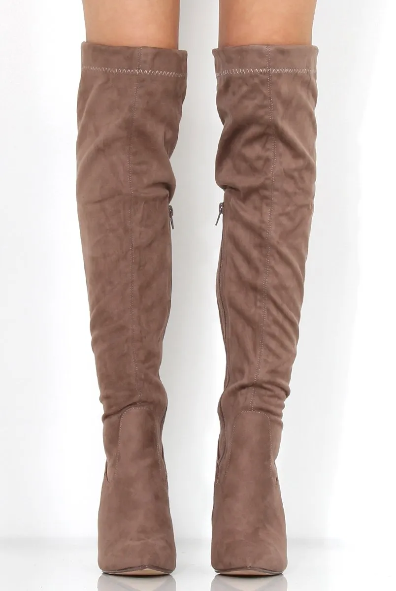 Brown Suede Thigh High Boots