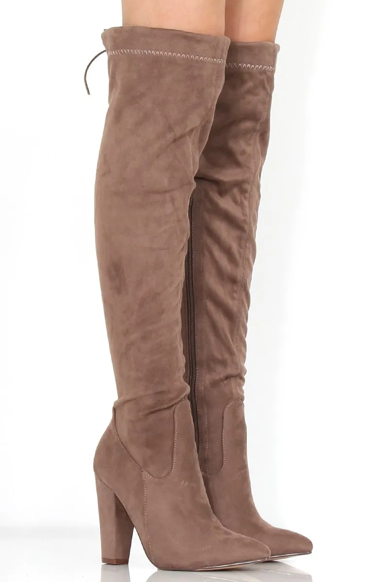 Brown Suede Thigh High Boots