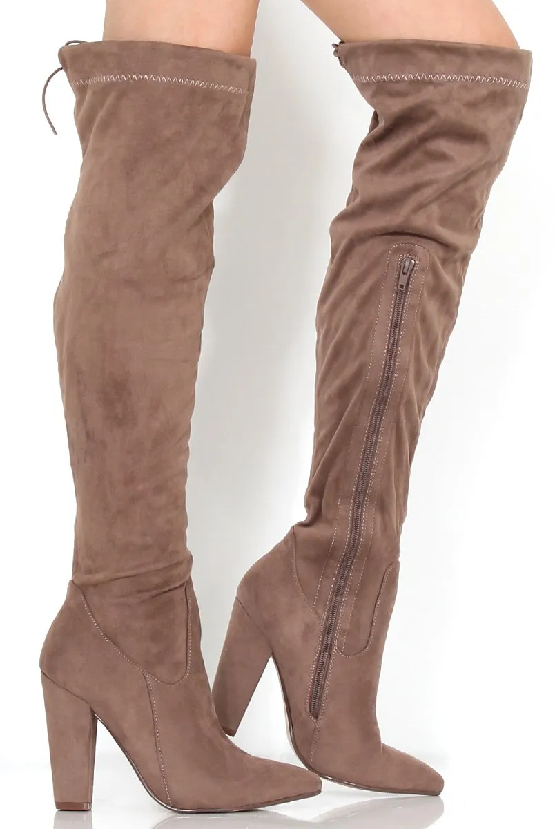 Brown Suede Thigh High Boots