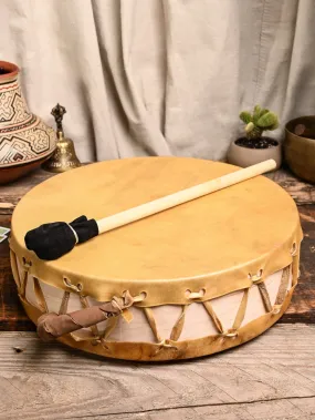 Buffalo Hide Double-Sided Hand Drum in Native American Style