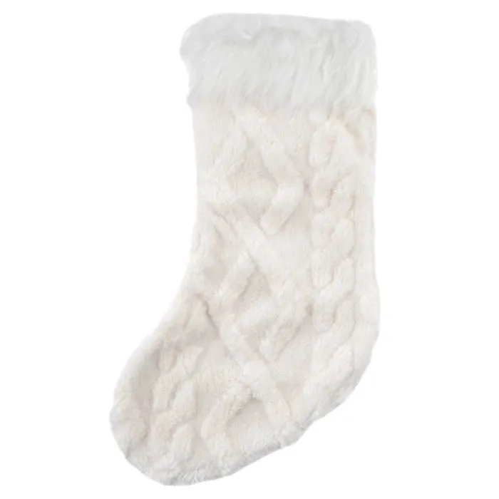 Christmas Knitted Stocking - White, 44cm