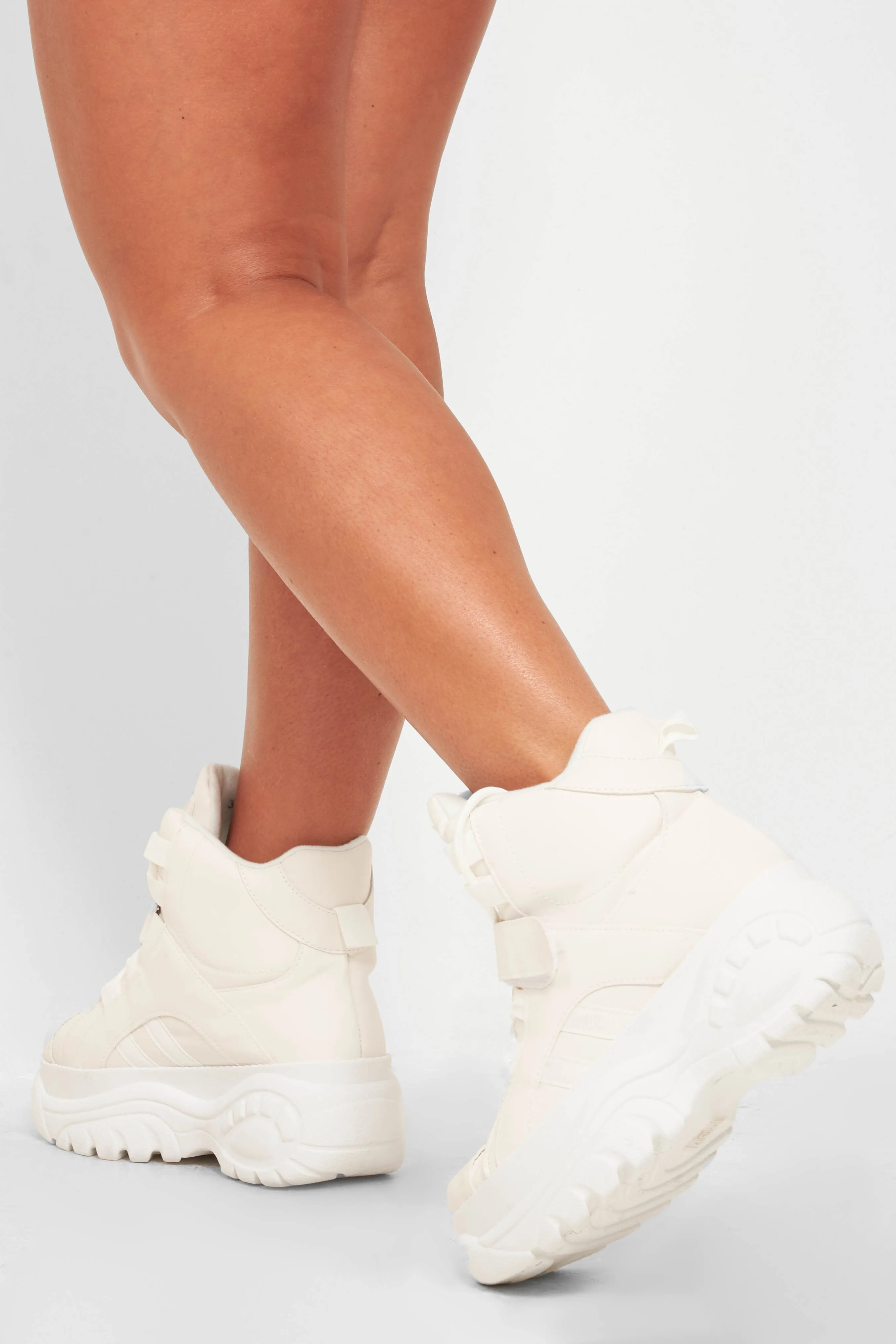 Chunky White Lace Up Boots - Jaxson