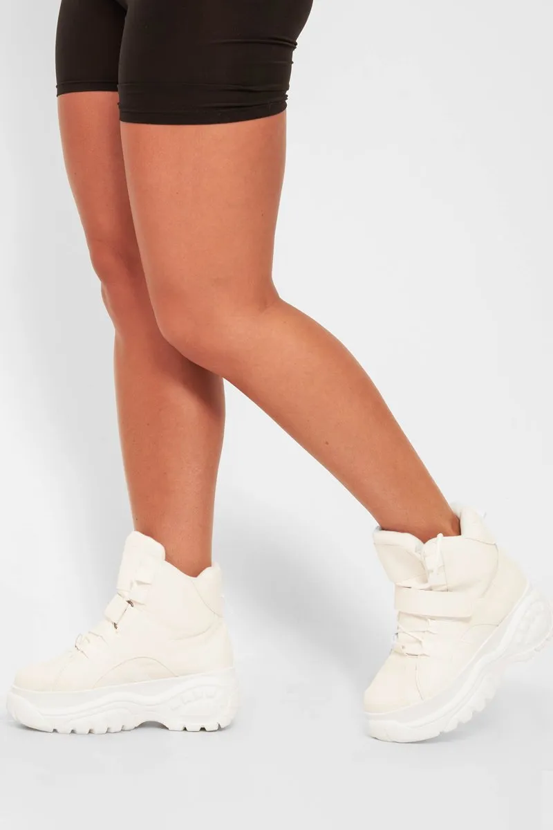 Chunky White Lace Up Boots - Jaxson