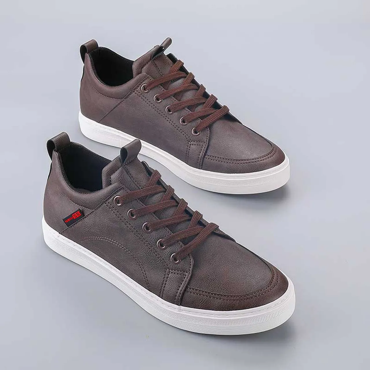 Coffee Thread Accents Pull Tab Casual Shoe Sneaker