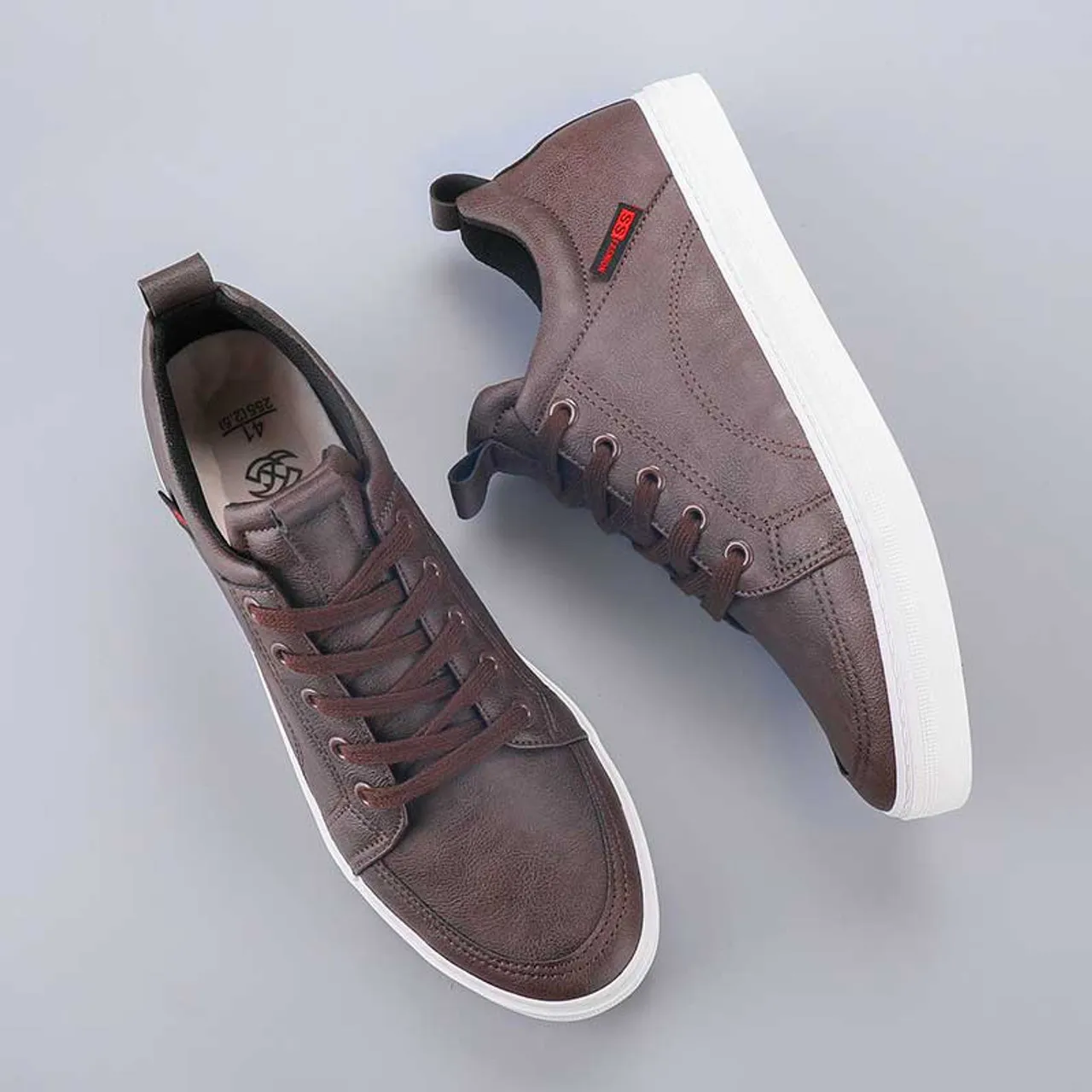 Coffee Thread Accents Pull Tab Casual Shoe Sneaker