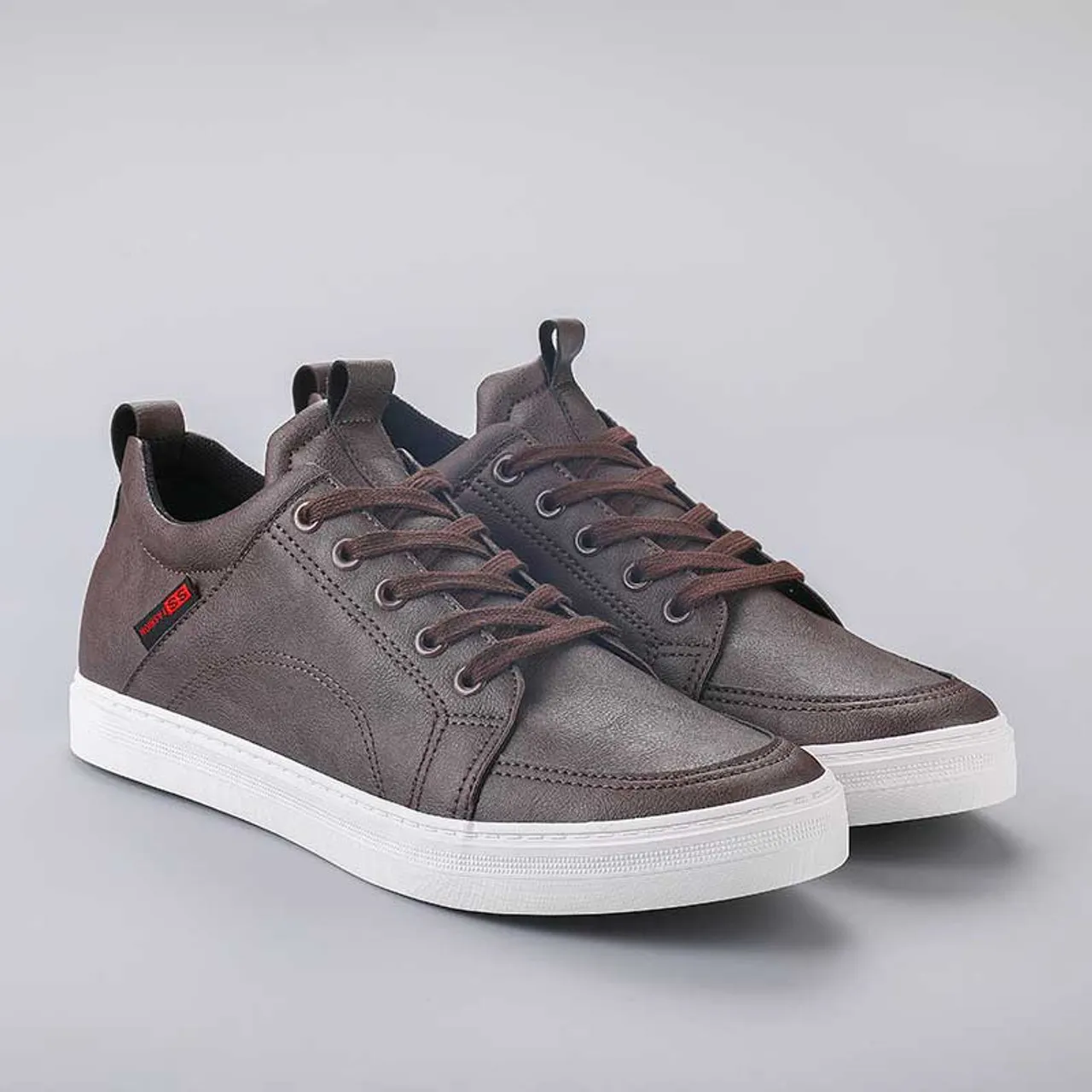 Coffee Thread Accents Pull Tab Casual Shoe Sneaker