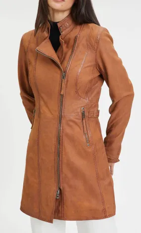 Cognac lamb coat for women \margarethe\ 