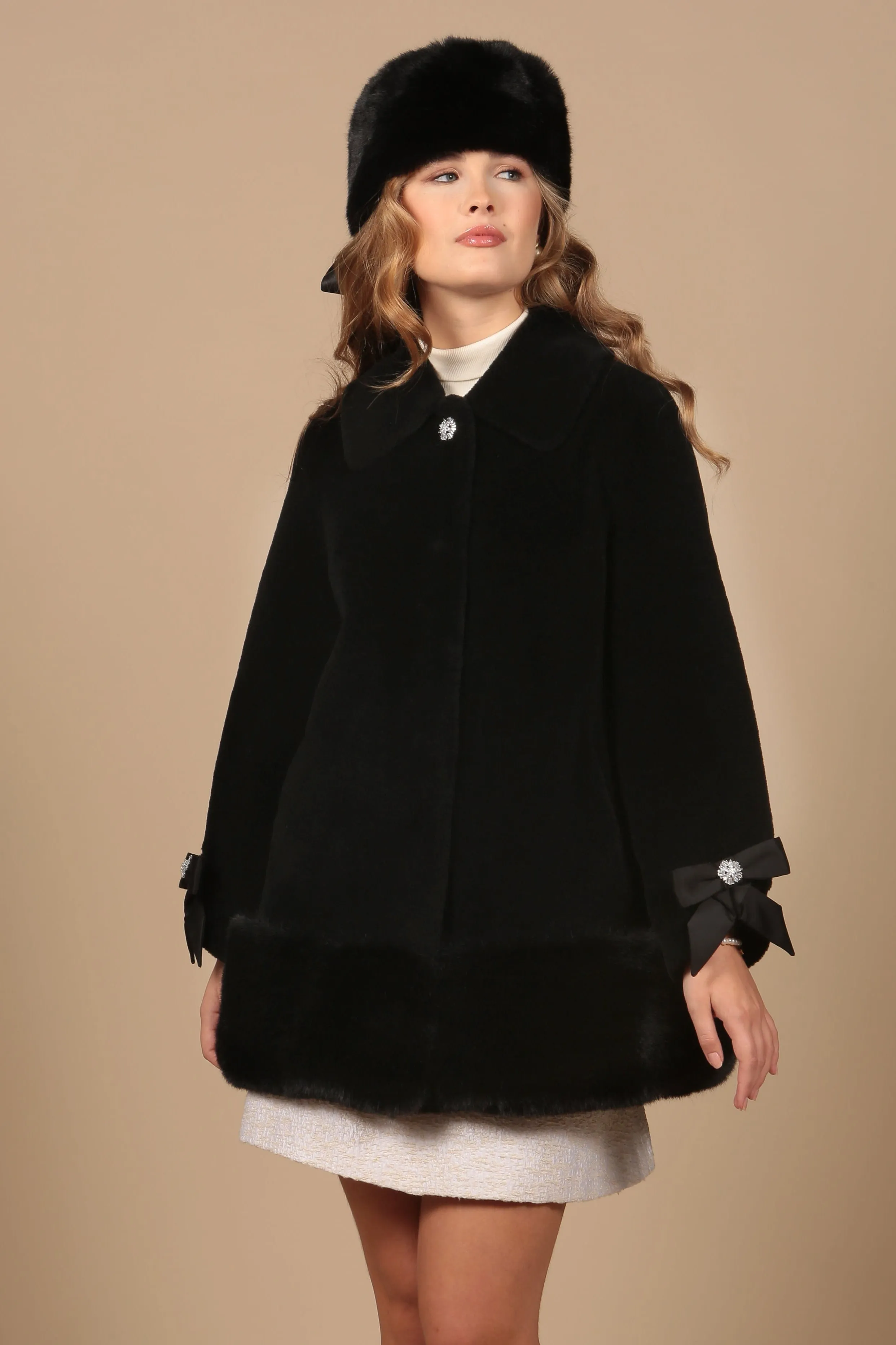 'Colbert' Black Wool Coat