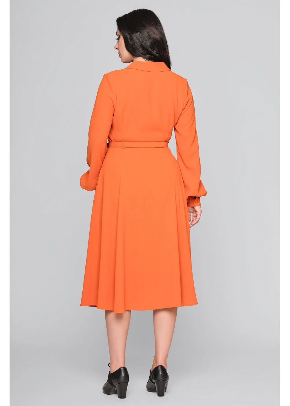 Collectif Caterina Vintage Flared 1950s Swing Dress in Dark Orange