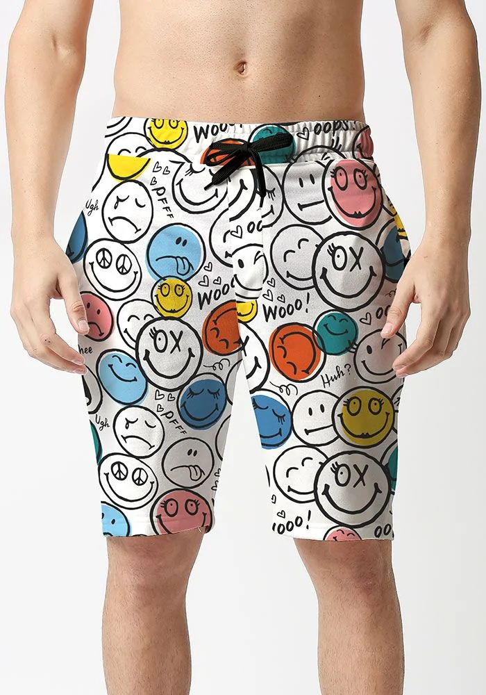 Smiley Print Shorts in Various Colors