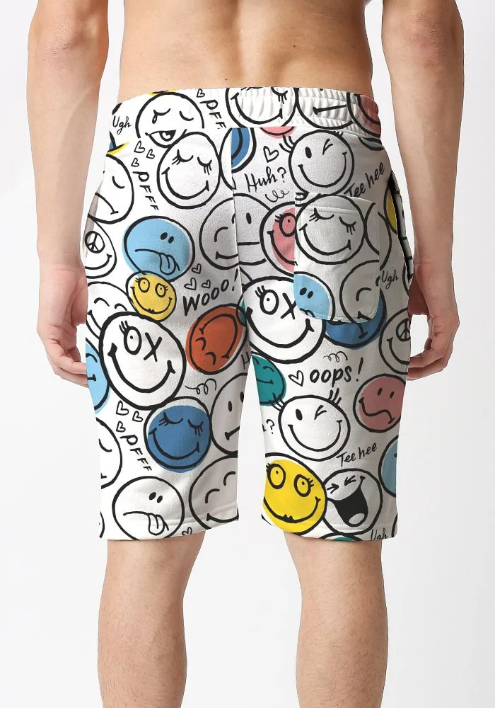 Smiley Print Shorts in Various Colors