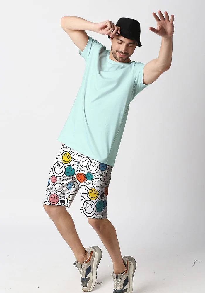 Smiley Print Shorts in Various Colors