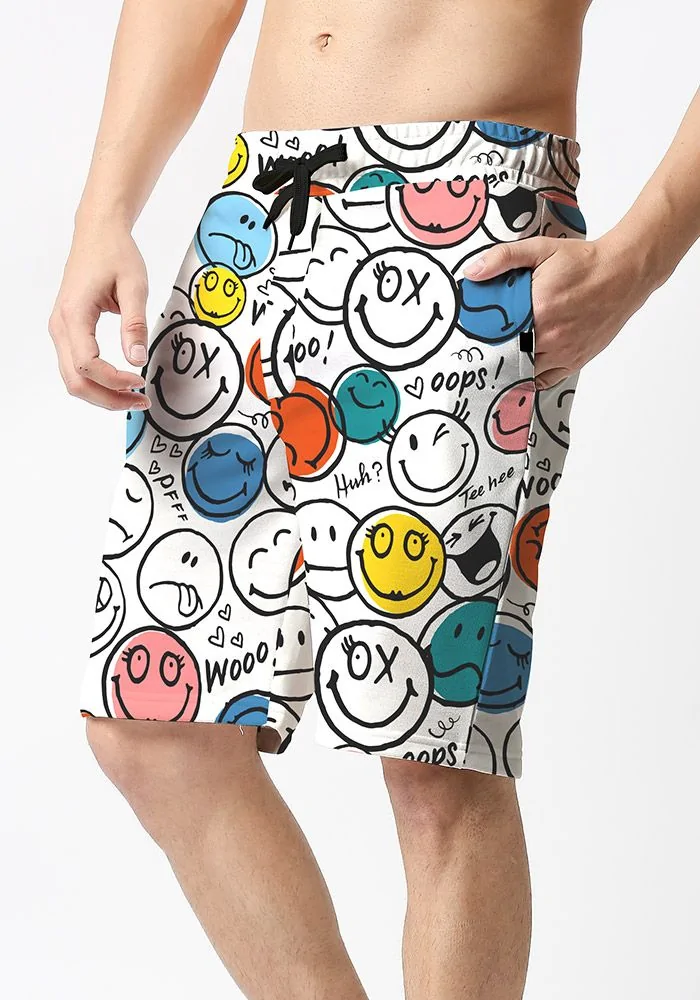 Smiley Print Shorts in Various Colors