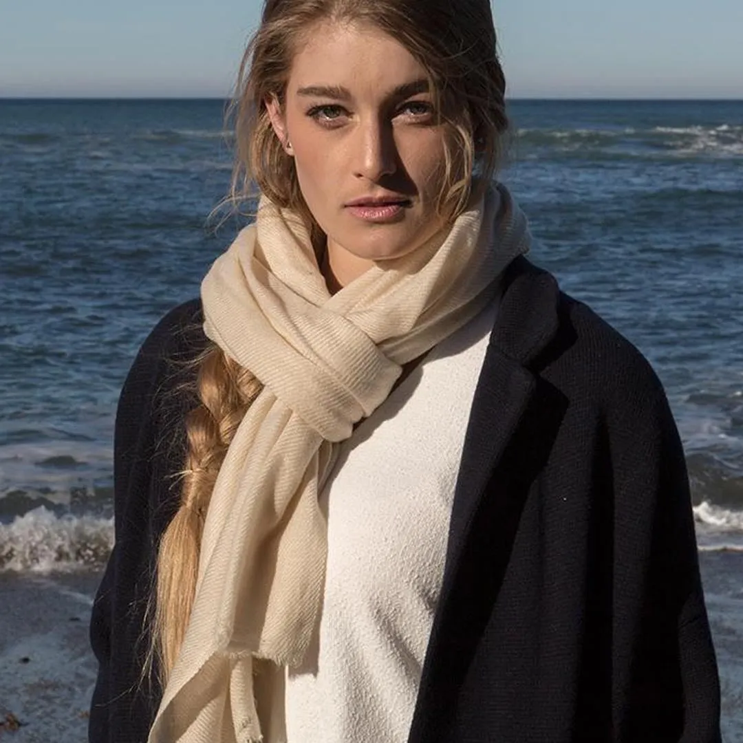 Cream Foxtail Cashmere Scarf