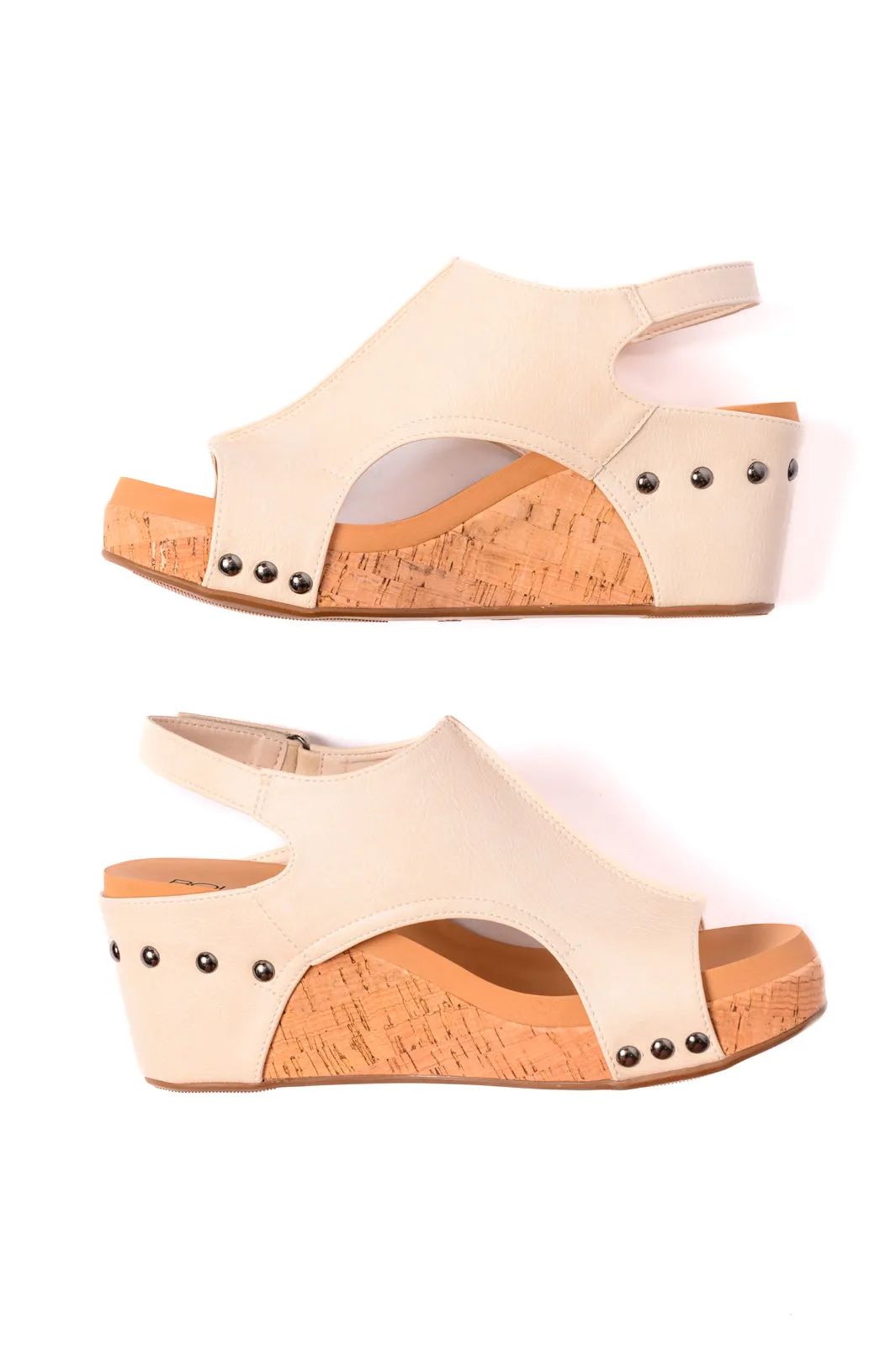 Cream Wedge Sandals by Carley.