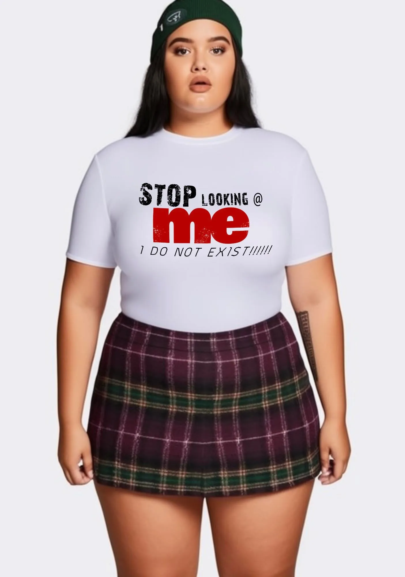 Curvy Stop Looking At Me Baby Tee