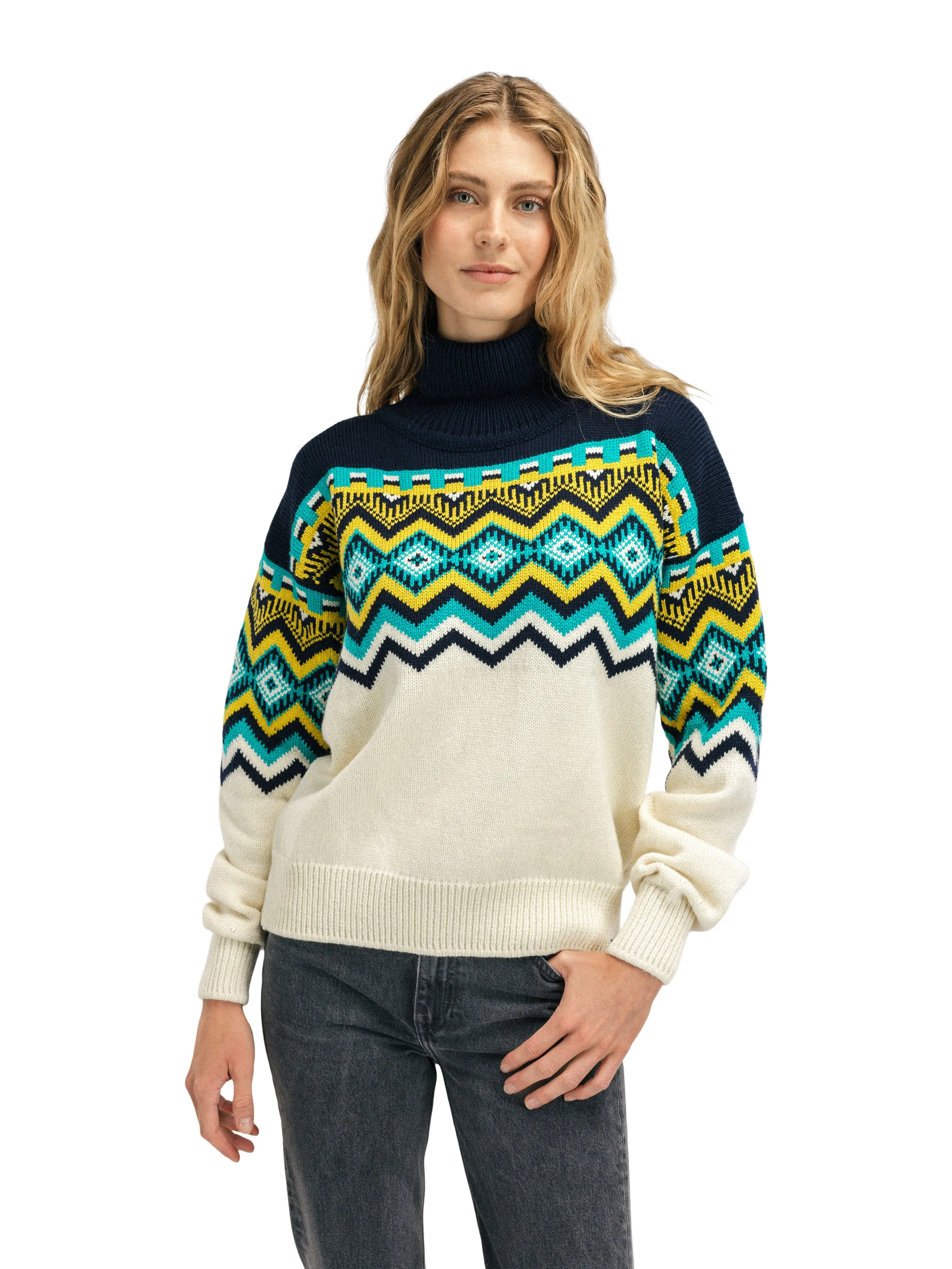 Dale of Norway Randaberg Sweater Women's Off White Navy Peacock.