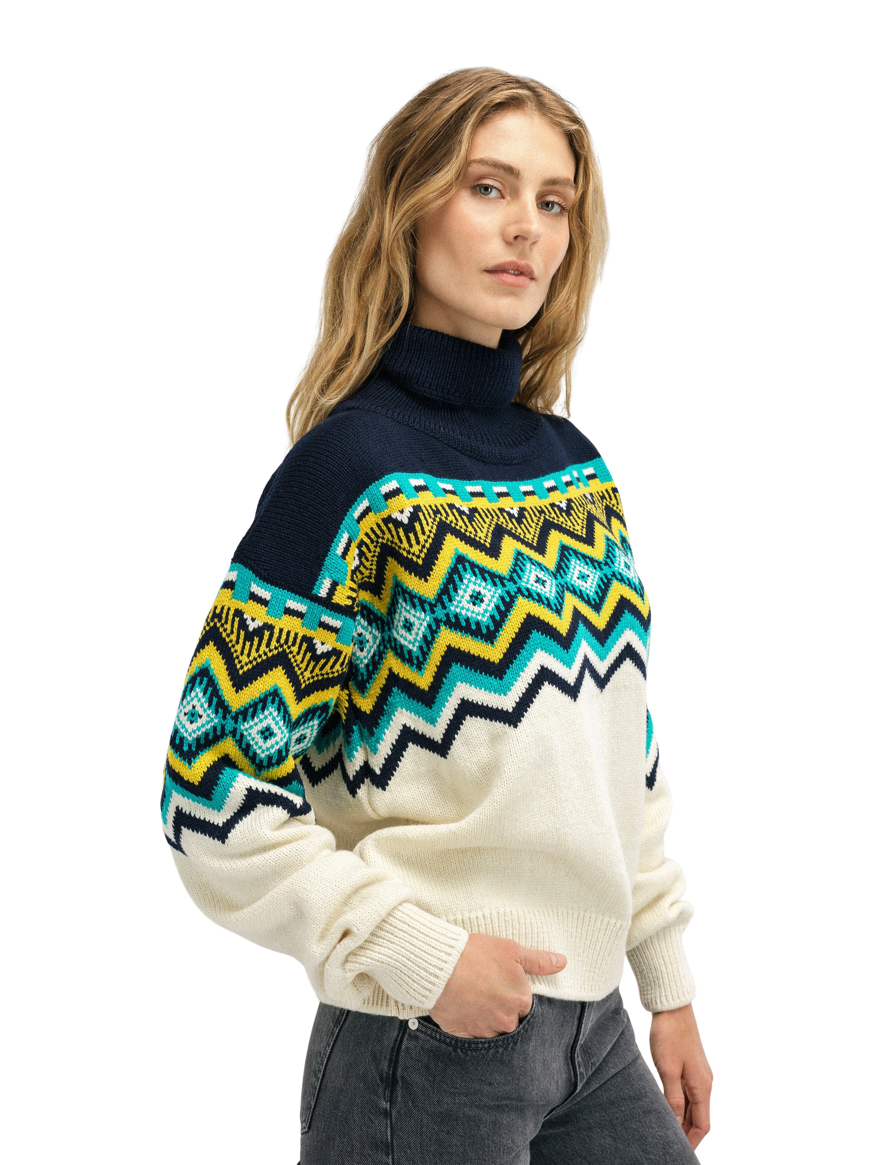 Dale of Norway Randaberg Sweater Women's Off White Navy Peacock.