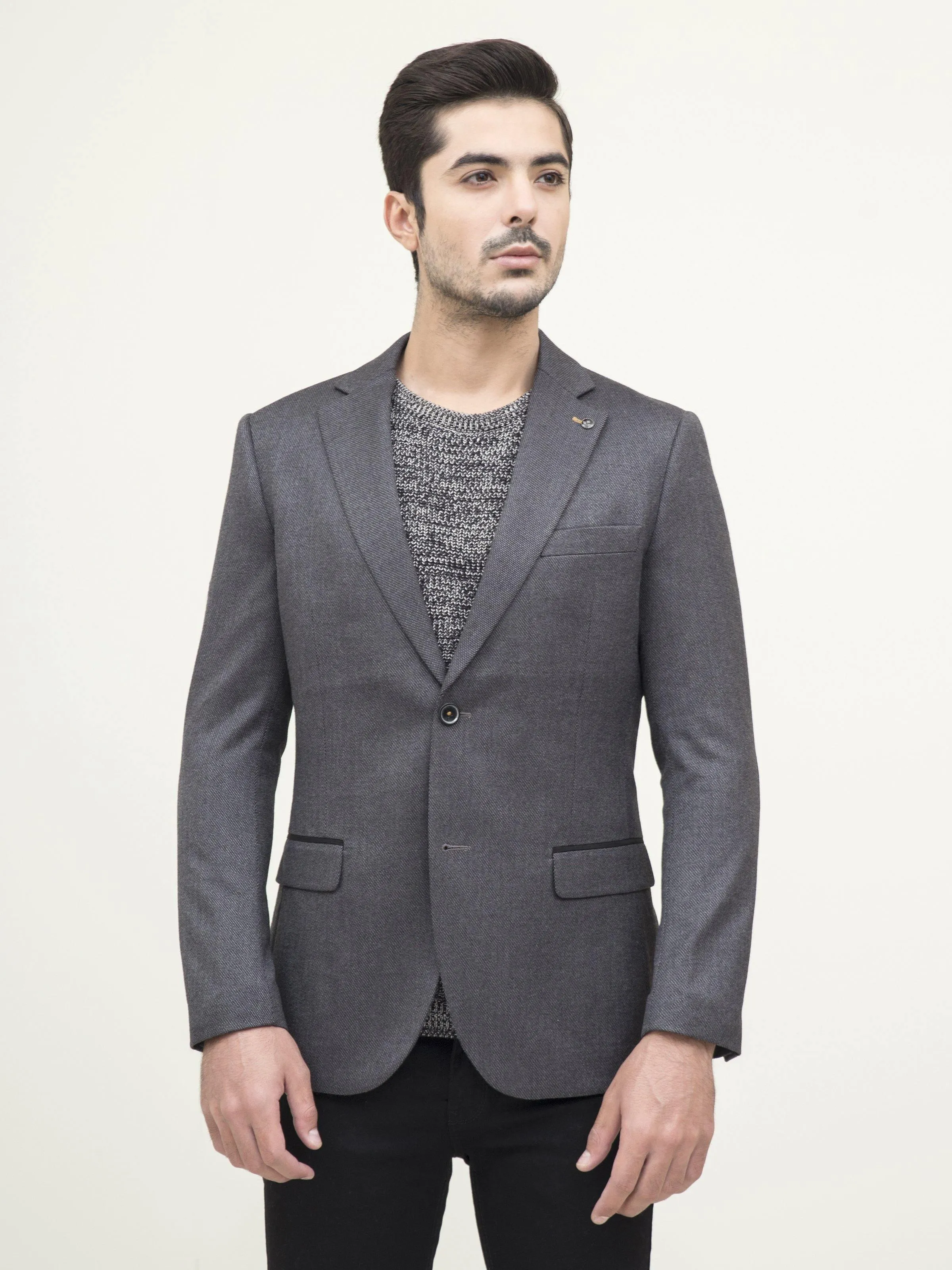 Dark Grey Slim Fit Casual Coat