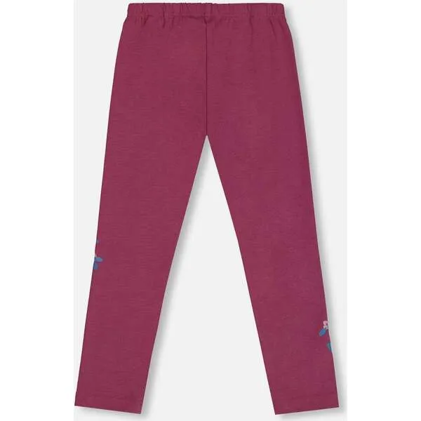 Deux par Deux floral pattern leggings in burgundy