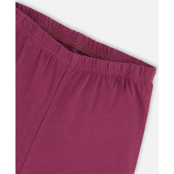 Deux par Deux floral pattern leggings in burgundy