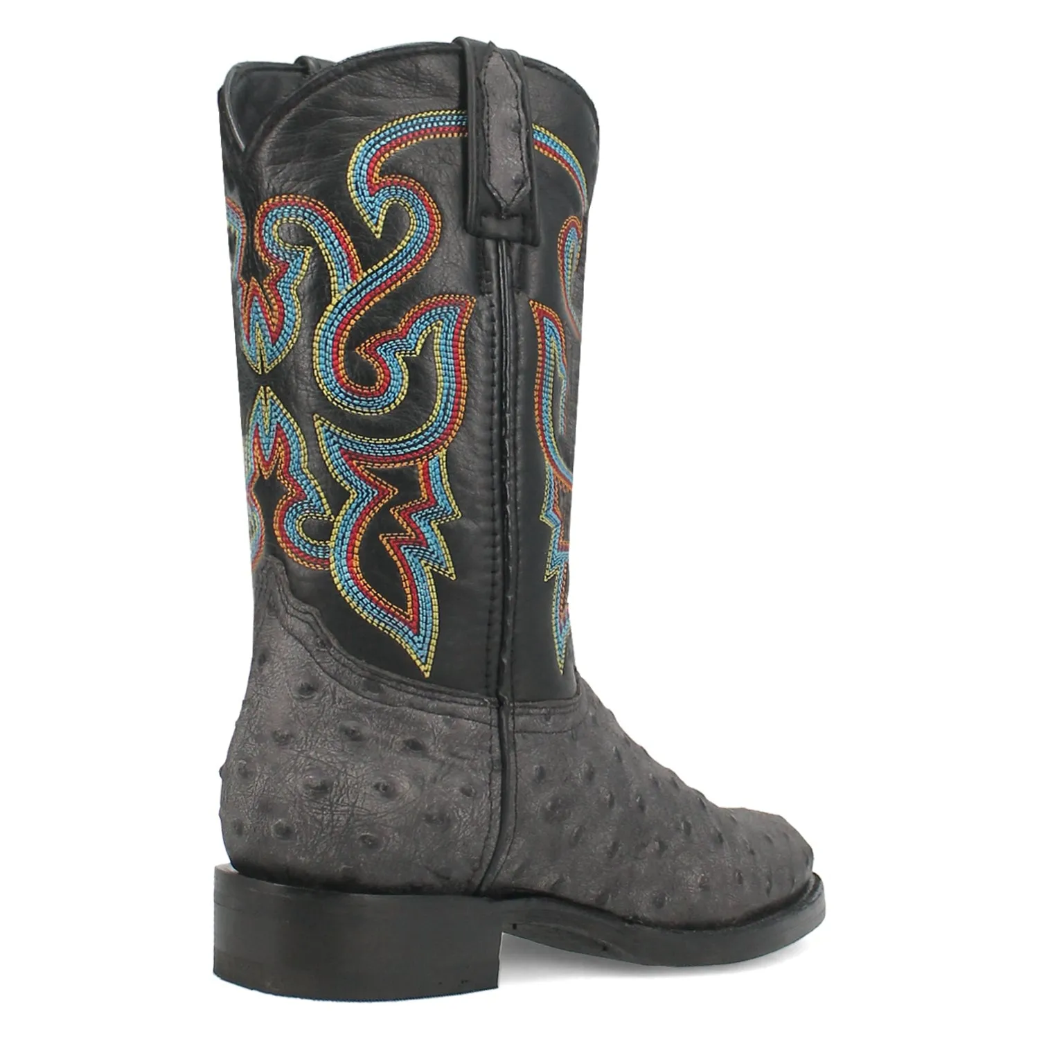 Dingo Ranger Black Leather Ostrich Print Cowboy Boots