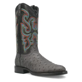 Dingo Ranger Black Leather Ostrich Print Cowboy Boots