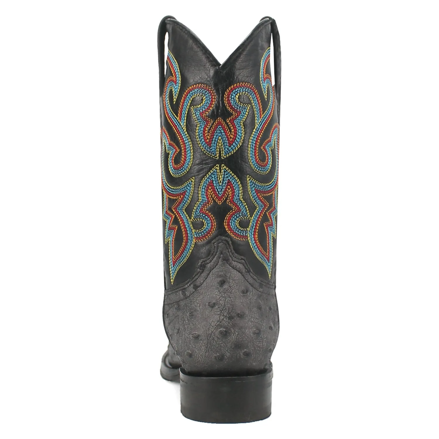 Dingo Ranger Black Leather Ostrich Print Cowboy Boots