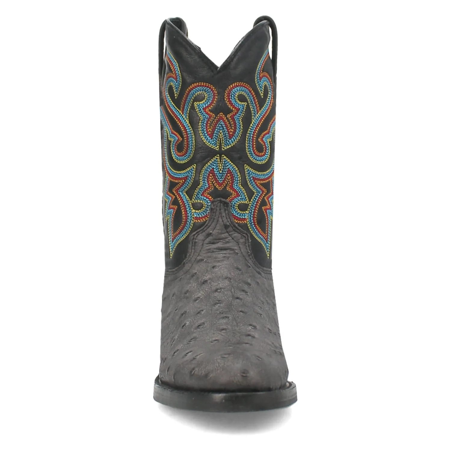 Dingo Ranger Black Leather Ostrich Print Cowboy Boots