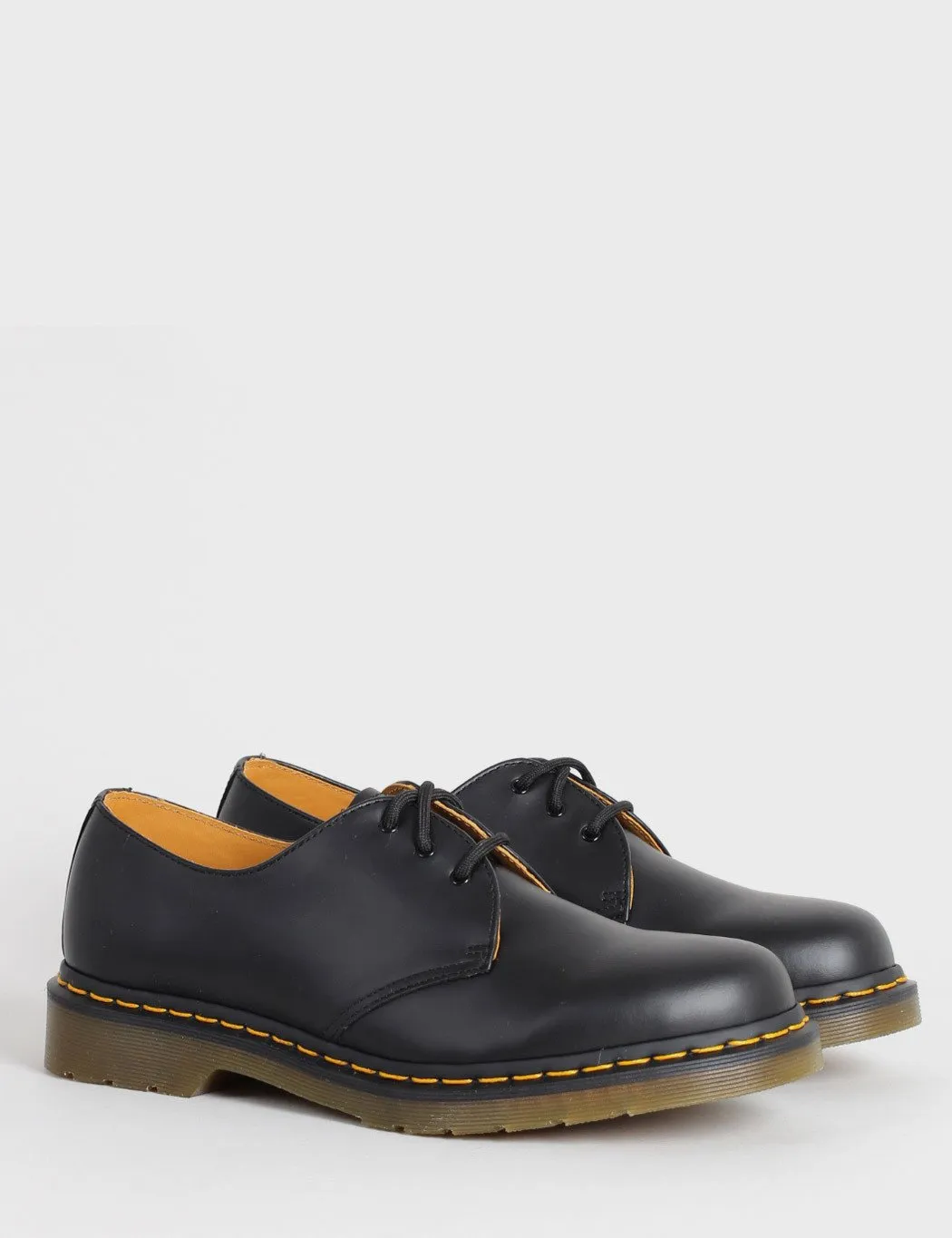 Dr Martens 1461 Shoes 11838002 Black Smooth Yellow Welt Stitching