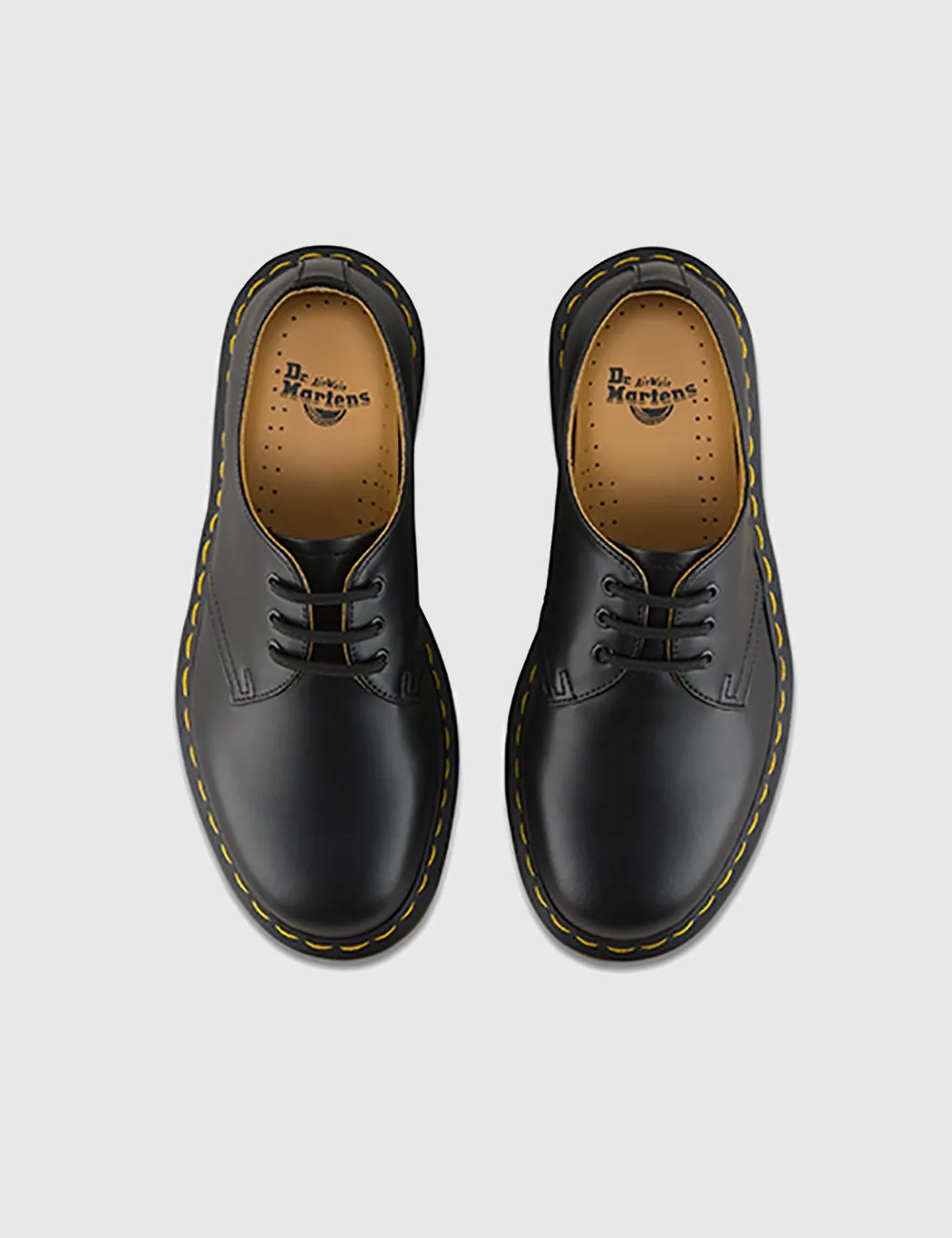 Dr Martens 1461 Shoes 11838002 Black Smooth Yellow Welt Stitching